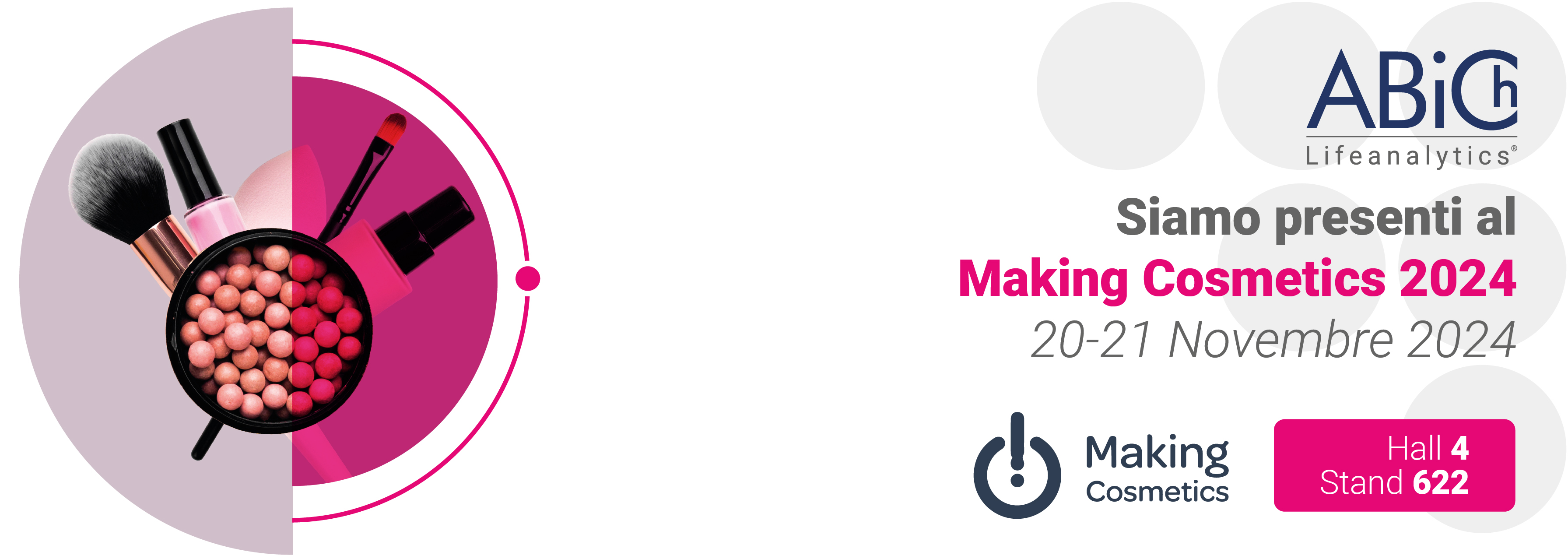 Immagine che promuove la fiera Abich Lifeanalytics Making cosmetic 2024
